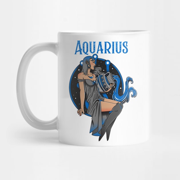 Aquarius Zodiac Design Female by Tip Top Tee's